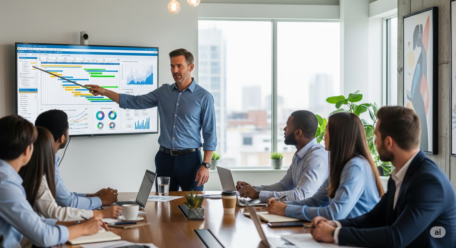 Project manager using AI-powered planning and analytics tools