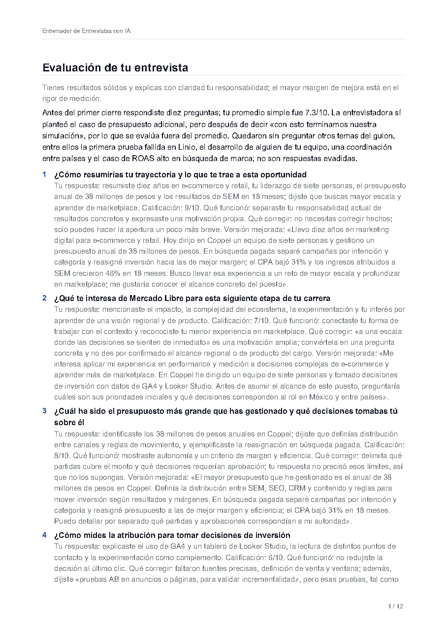 El reporte después de la simulación.